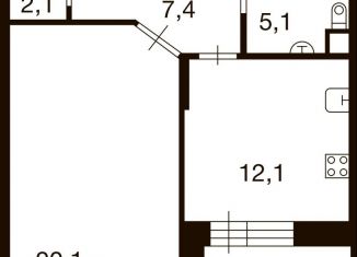 Продаю 1-комнатную квартиру, 46.4 м2, деревня Ивановское, улица Семёна Гордого, 3, ЖК Ново-Никольское