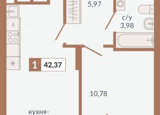 1-ком. квартира на продажу, 42.4 м2, Екатеринбург, Верх-Исетский район