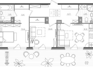 Продажа 2-комнатной квартиры, 67 м2, Санкт-Петербург, метро Обводный канал, Прилукская улица, 28к2