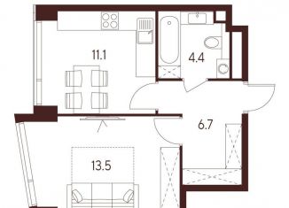 Продается 1-комнатная квартира, 35.7 м2, Москва, станция Зорге