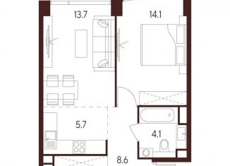 Продаю 2-ком. квартиру, 46.2 м2, Москва, метро Октябрьское поле