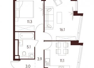 Продаю 2-комнатную квартиру, 50.5 м2, Москва