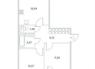 Продается 2-ком. квартира, 58.5 м2, посёлок Стрельна, ЖК Любоград