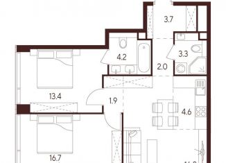 Продажа трехкомнатной квартиры, 66.6 м2, Москва, САО