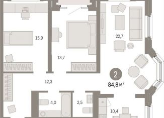 Продажа двухкомнатной квартиры, 84.8 м2, Екатеринбург, ЖК На Некрасова