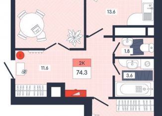 Продаю 2-ком. квартиру, 74.3 м2, Московская область, Тверская улица, 32