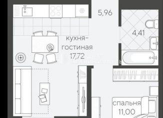 Продаю 1-комнатную квартиру, 49.1 м2, Тюмень, улица Василия Малкова, 12