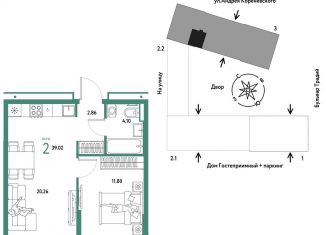 Продаю 2-ком. квартиру, 39 м2, Тюменская область, улица Новосёлов, 104