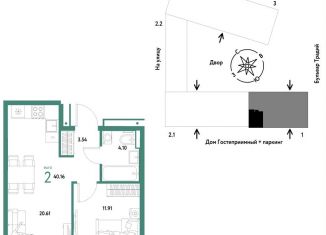 Продаю 2-ком. квартиру, 40.2 м2, Тюмень, Калининский округ, улица Новосёлов, 104