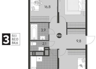 Продажа 3-комнатной квартиры, 84.6 м2, Омск, Ленинский округ