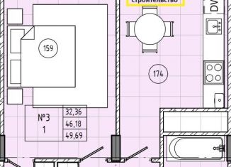 Продам 1-ком. квартиру, 49.7 м2, Нальчик, район Горная, улица Тарчокова, 58В