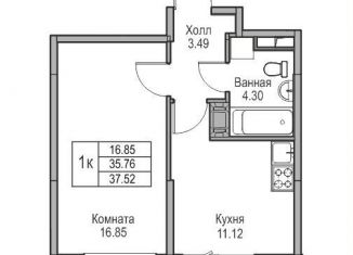 Продаю однокомнатную квартиру, 35.8 м2, Санкт-Петербург, Приморский район, Ивинская улица, 1к3