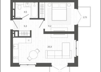 Продается 1-комнатная квартира, 46.6 м2, Барнаул, Центральный район, Змеиногорский тракт, 35Бк2