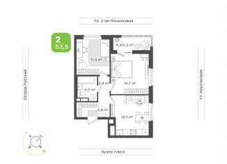 Продажа 2-комнатной квартиры, 53.5 м2, Владивосток, 3-я Поселковая улица, 16/3