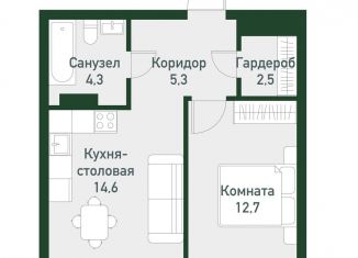 Продается 1-ком. квартира, 40.1 м2, Челябинская область, Спортивная улица