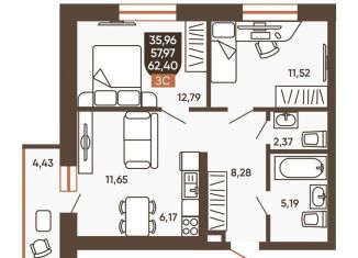 Продается 3-комнатная квартира, 60.2 м2, Новосибирск, Новоуральская улица, 10, Калининский район