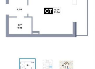 Продам квартиру студию, 33.3 м2, Самара, метро Спортивная, Революционная улица, 103А