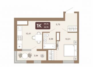 Продаю 1-комнатную квартиру, 33.7 м2, Тюменская область, 15-й микрорайон, 25А