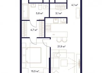 Продажа 1-комнатной квартиры, 55.1 м2, Москва, район Ростокино