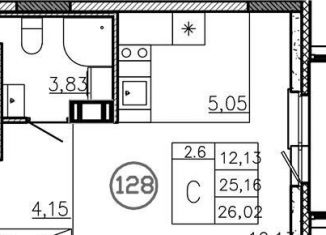 Квартира на продажу студия, 26 м2, Ленинградская область