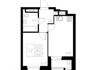 Продается однокомнатная квартира, 35.7 м2, Татарстан