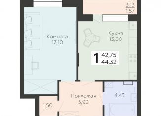 Продажа однокомнатной квартиры, 44.3 м2, Воронеж, Коминтерновский район