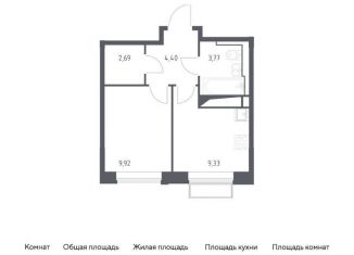 1-комнатная квартира на продажу, 30.1 м2, Мытищи, жилой комплекс Долина Яузы, 1