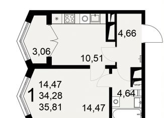 Продаю 1-ком. квартиру, 35.8 м2, Тула