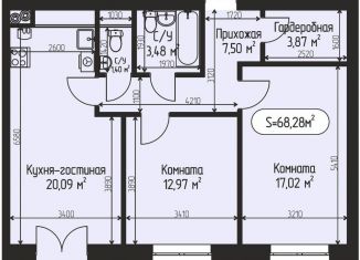 Продам 2-комнатную квартиру, 68.3 м2, село Озерецкое, бульвар Радости, 20