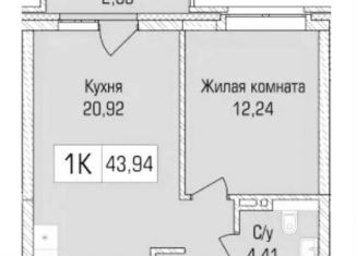 Продам 1-комнатную квартиру, 43.9 м2, Новосибирск, метро Заельцовская