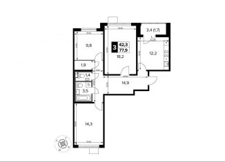 Продается 3-комнатная квартира, 77.9 м2, Московская область