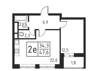 Продажа 2-комнатной квартиры, 47.6 м2, Люберцы, Хлебозаводской проезд, 1А, ЖК Карамельный