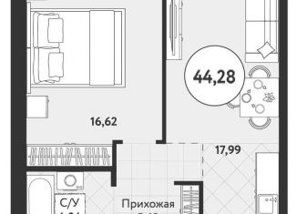 Продается однокомнатная квартира, 44.3 м2, Новосибирская область