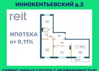 3-ком. квартира на продажу, 70.6 м2, Красноярский край