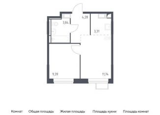 1-ком. квартира на продажу, 32.6 м2, поселение Кокошкино, жилой комплекс Новое Внуково, к18