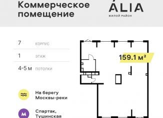 Сдаю в аренду помещение свободного назначения, 159.1 м2, Москва, метро Спартак, Небесный бульвар, 1к1