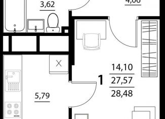 1-ком. квартира на продажу, 28.5 м2, село Репное