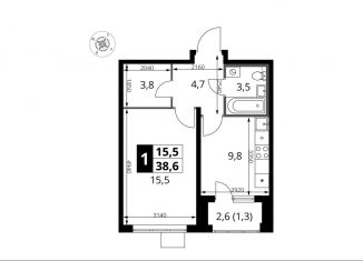 Продается 1-ком. квартира, 38.6 м2, деревня Сапроново