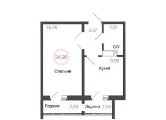 Продам 1-ком. квартиру, 35 м2, Челябинск, Днепропетровская улица, 5.3.1