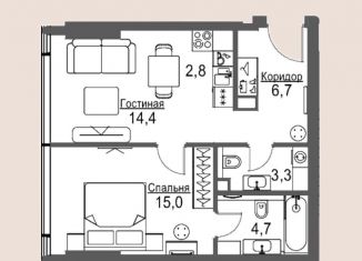 Продается однокомнатная квартира, 47.3 м2, Москва, Ленинградский проспект, вл8, метро Белорусская