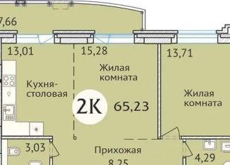 Продам 2-ком. квартиру, 65.4 м2, Новосибирская область, улица Дуси Ковальчук, 248/1