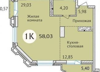 Продам однокомнатную квартиру, 57.9 м2, Новосибирская область, улица Дуси Ковальчук, 248/1