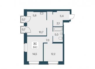 Продается трехкомнатная квартира, 64.1 м2, Новосибирск, ЖК Расцветай на Красном