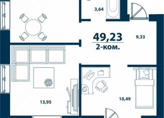 2-ком. квартира на продажу, 49.2 м2, деревня Ветошниково