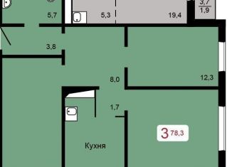 Продается 3-ком. квартира, 78.3 м2, Красноярск