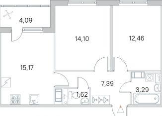 2-ком. квартира на продажу, 56.1 м2, посёлок Шушары