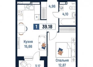 Продажа однокомнатной квартиры, 39.2 м2, Ленинградская область