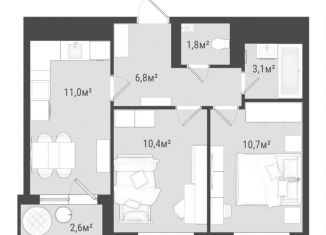 Продажа двухкомнатной квартиры, 46.4 м2, Ижевск, Воткинское шоссе, 83к1, ЖК Друзья