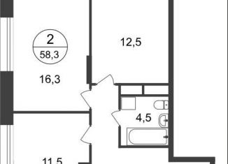 Продажа 2-ком. квартиры, 58.3 м2, Москва, 11-я фаза, к3