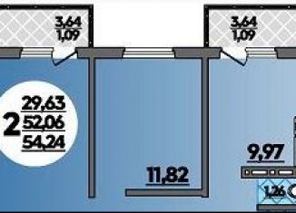 Продается 2-ком. квартира, 54.2 м2, Ростов-на-Дону, Октябрьский район, улица Дмитрия Петрова